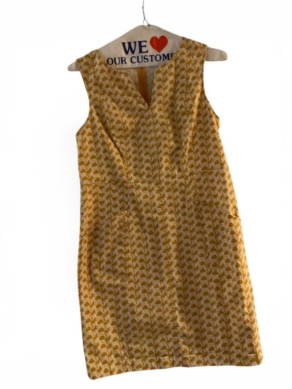 BODEN Yellow Patterned Shift Dress Size 12